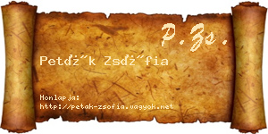 Peták Zsófia névjegykártya
